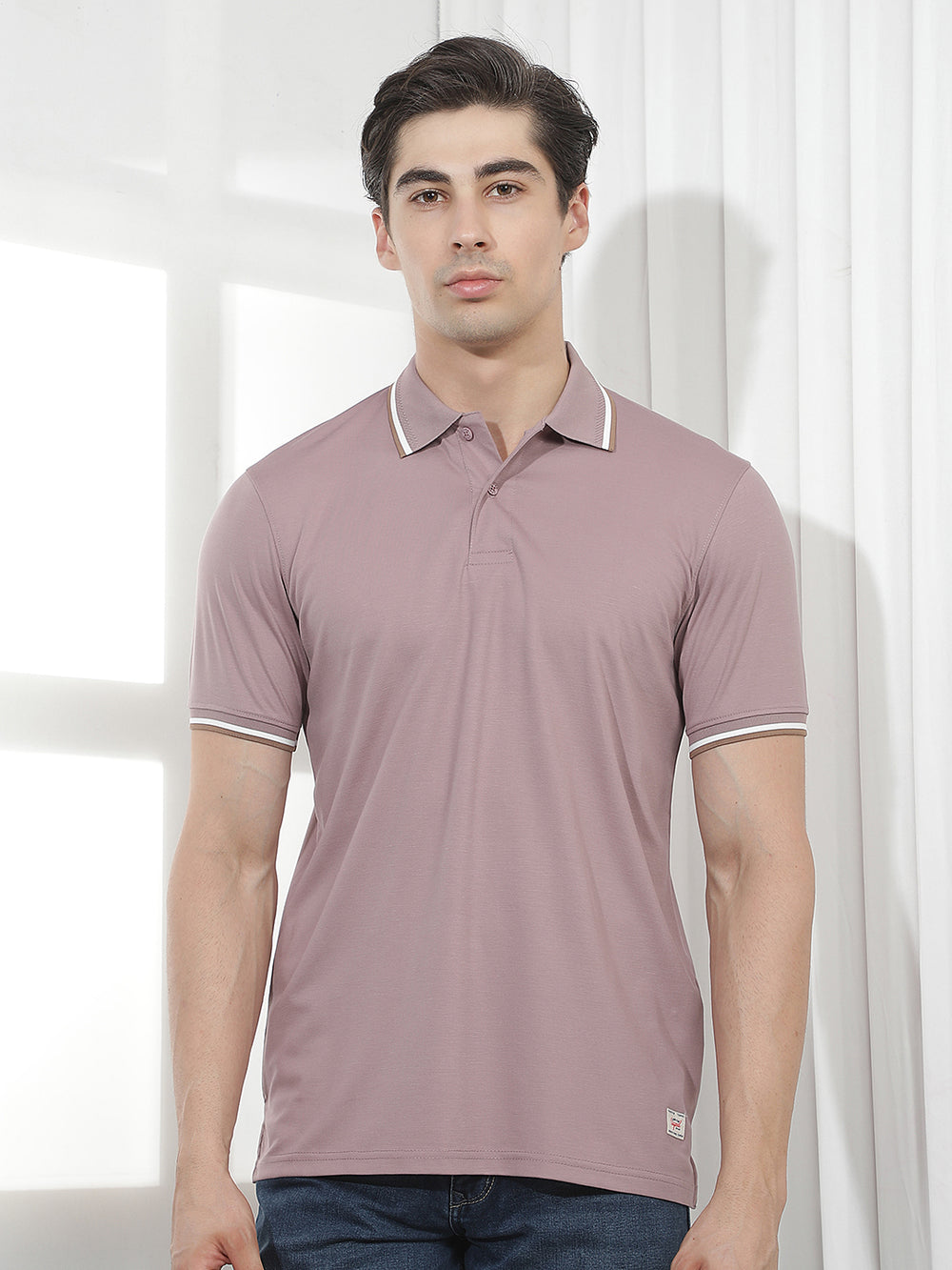 mauve solid polo t-shirt