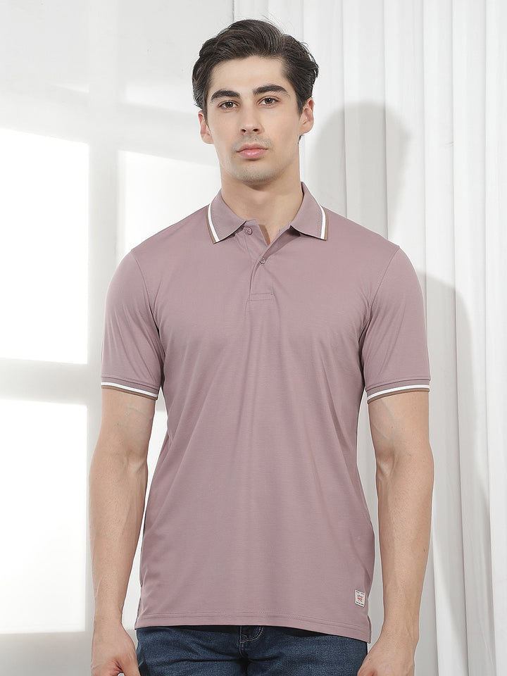 mauve solid polo t-shirt