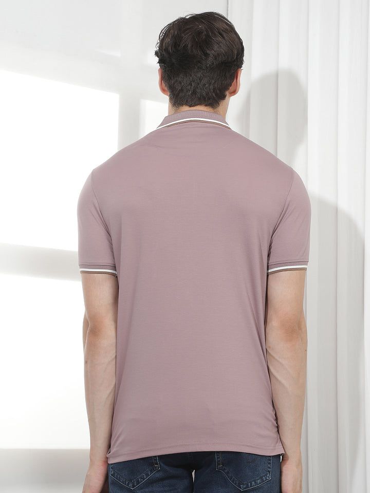 mauve solid polo t-shirt