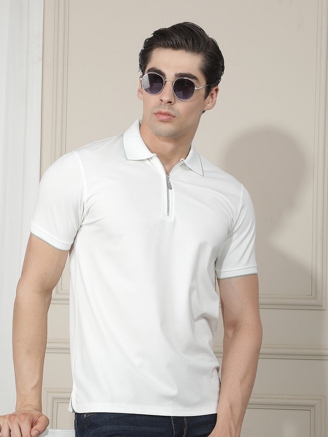 off white solid polo t-shirt