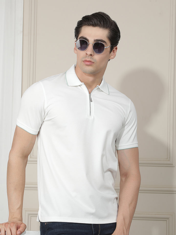 off white solid polo t-shirt