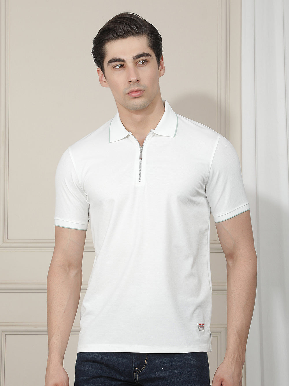 off white solid polo t-shirt