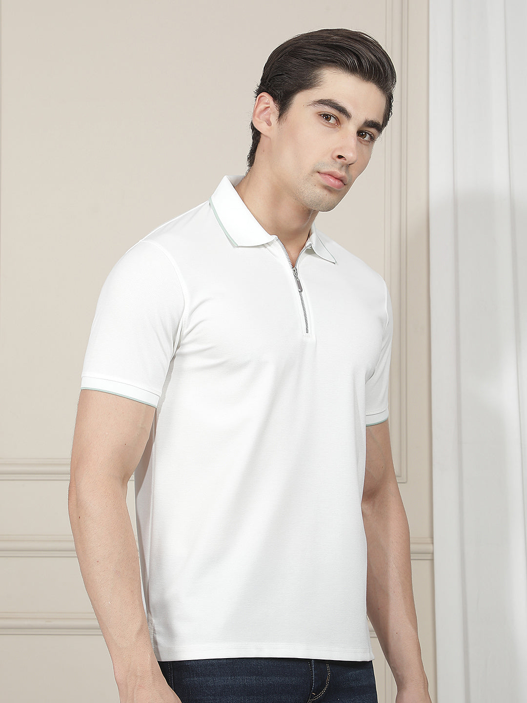 OFF WHITE SOLID POLO T-SHIRT