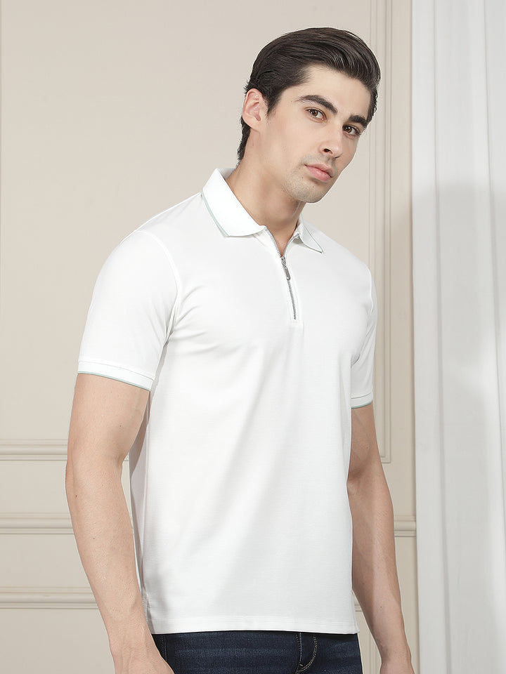OFF WHITE SOLID POLO T-SHIRT