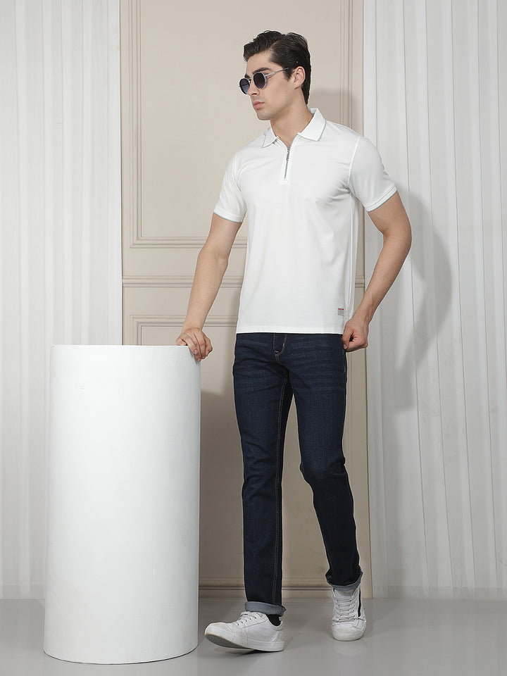OFF WHITE SOLID POLO T-SHIRT
