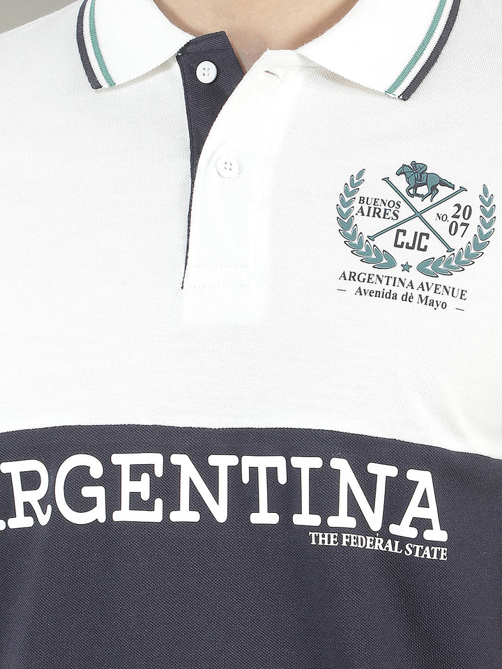 navy color-block polo t-shirt