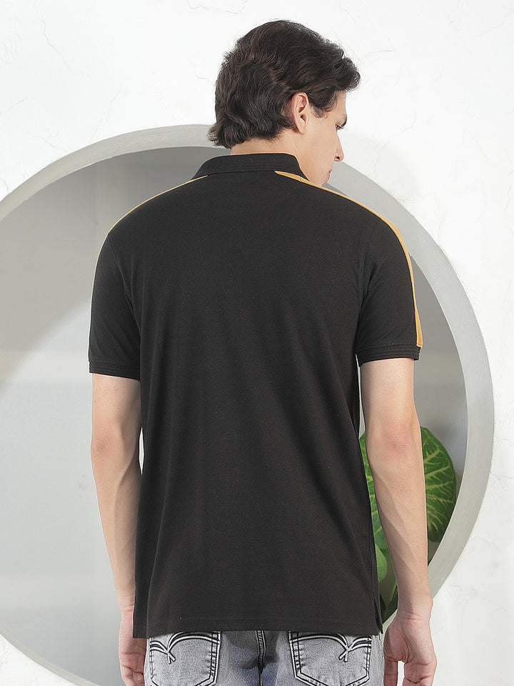 black printed polo t-shirt