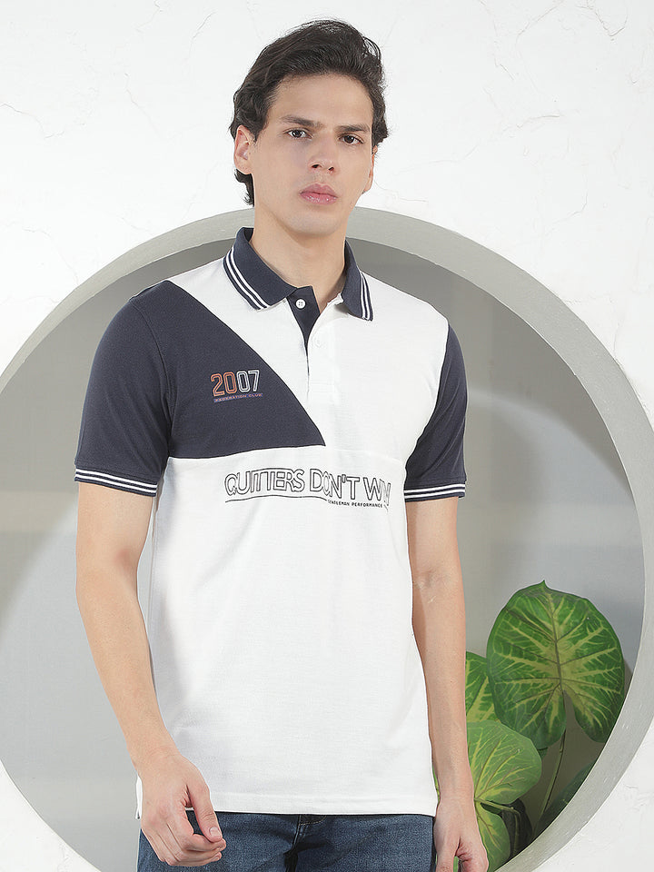 white color-block polo t-shirt