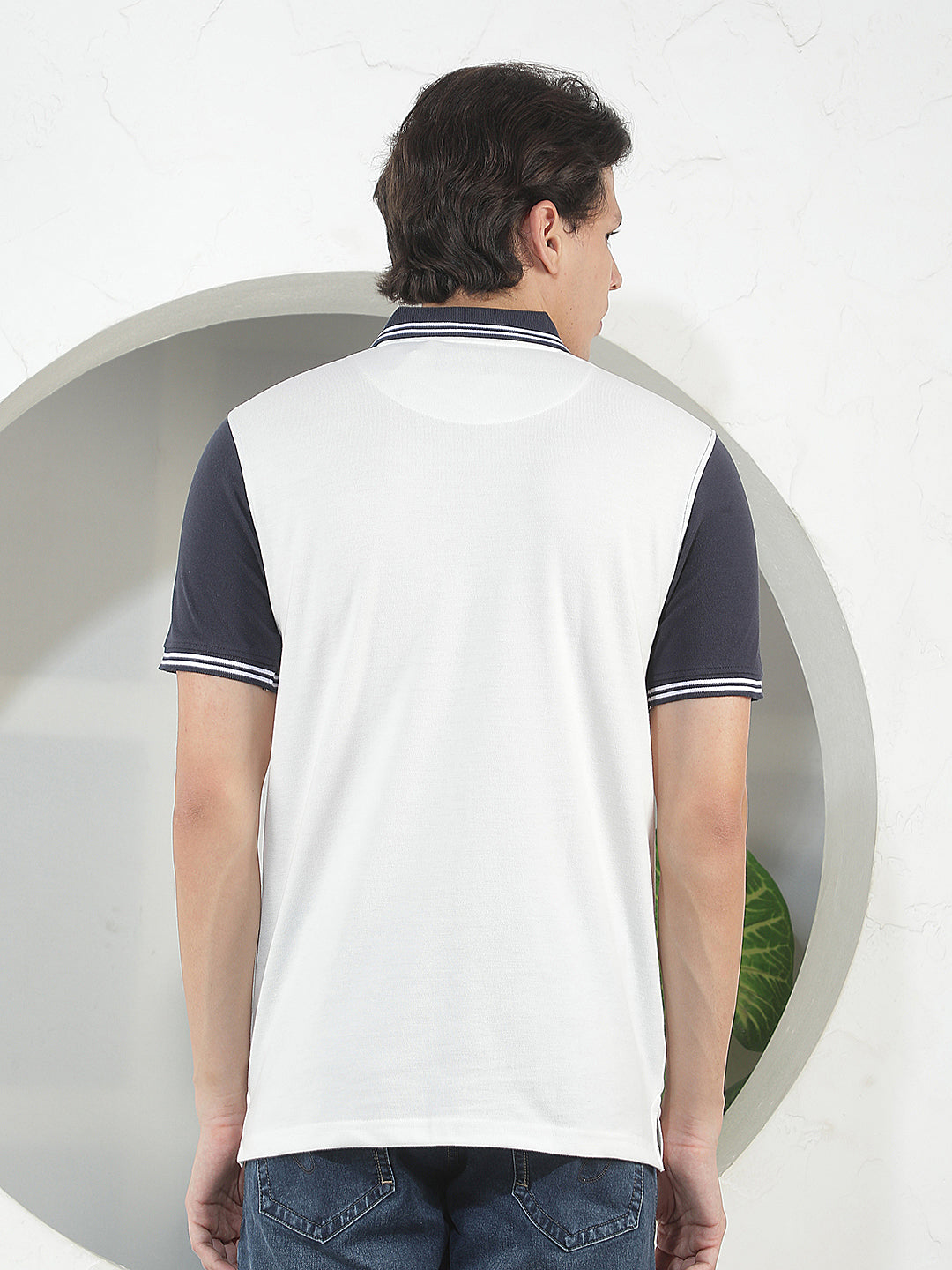white color-block polo t-shirt