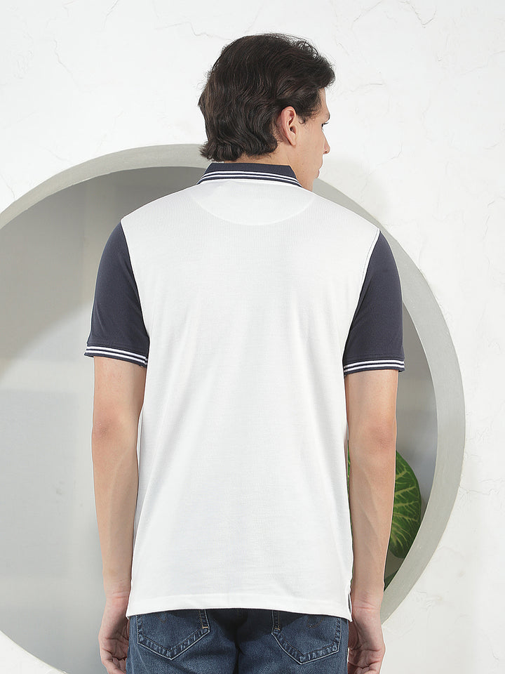 white color-block polo t-shirt