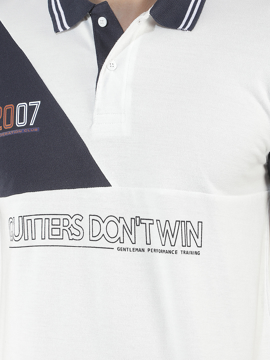 white color-block polo t-shirt