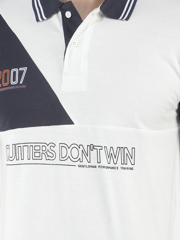 white color-block polo t-shirt