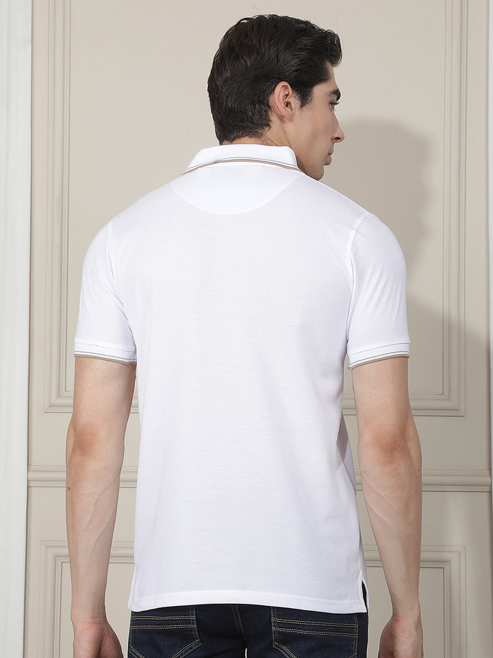 white color-block polo t-shirt