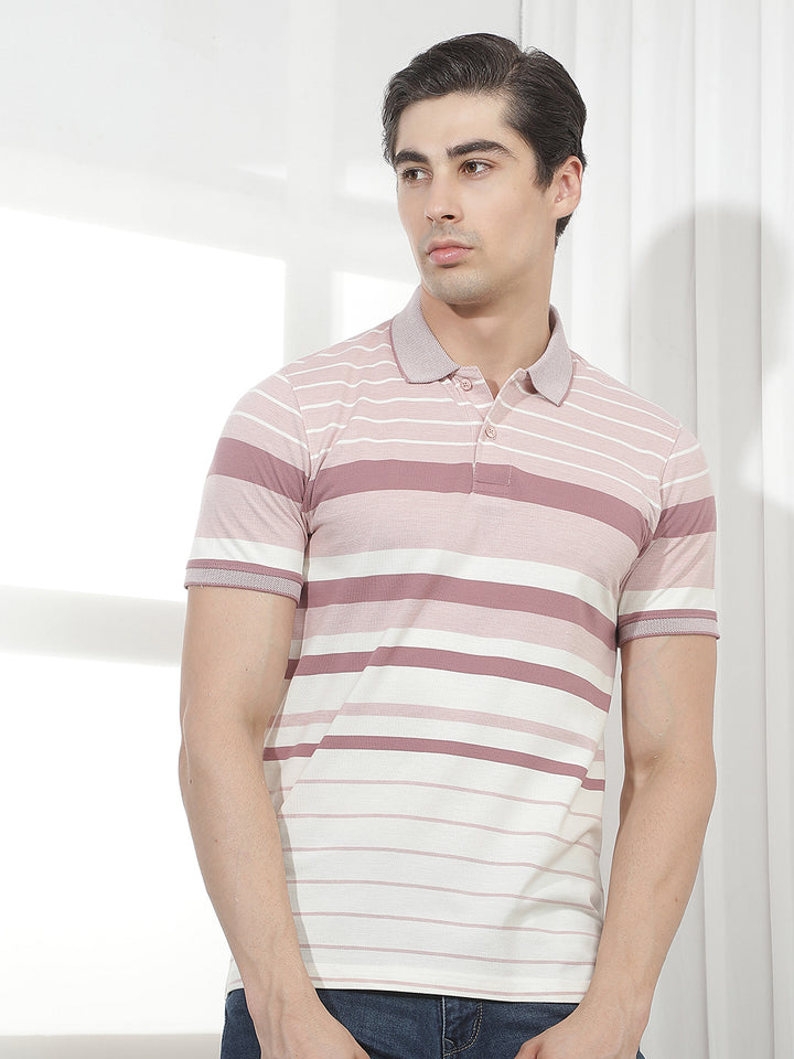 dusty pink color-block polo t-shirt