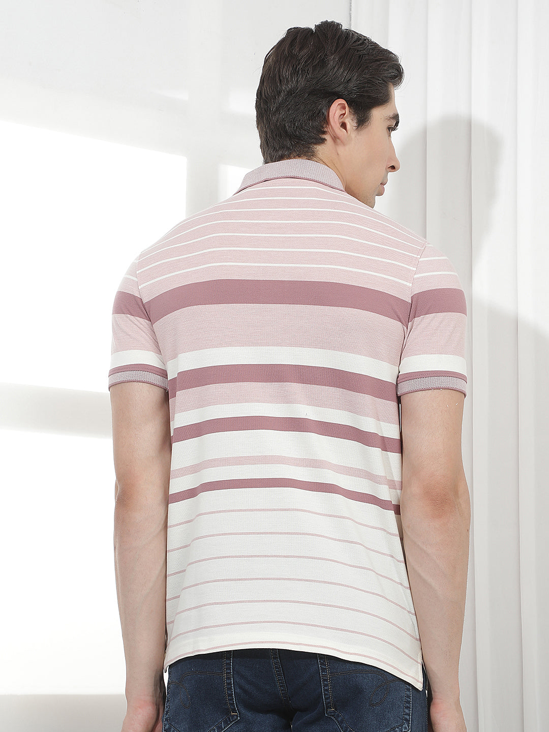 dusty pink color-block polo t-shirt