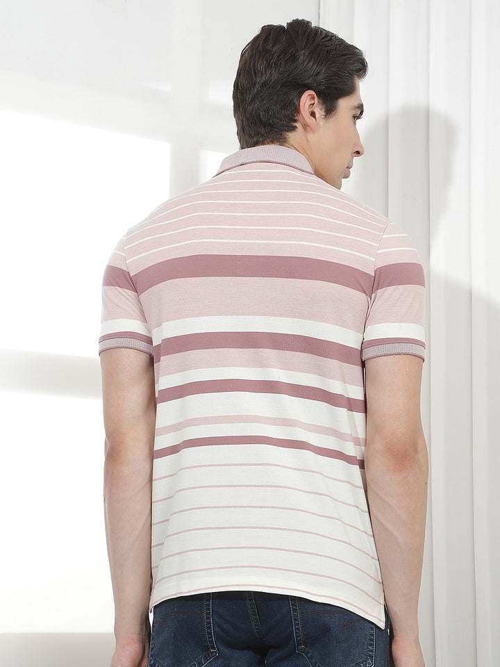 dusty pink color-block polo t-shirt