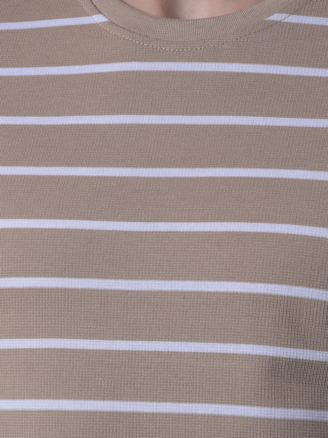 cobb beige striped round neck t-shirt