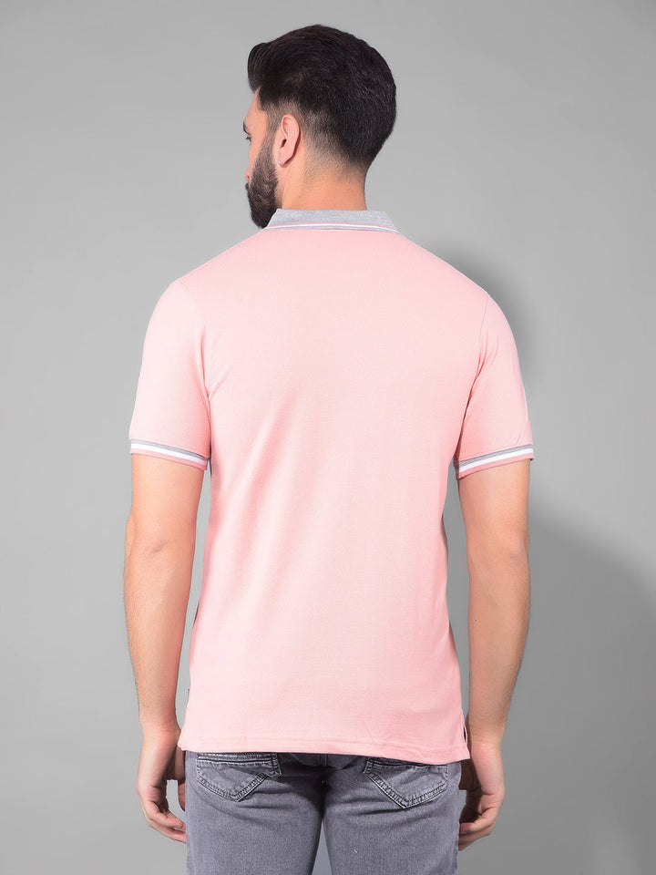 cobb solid peach polo neck t-shirt