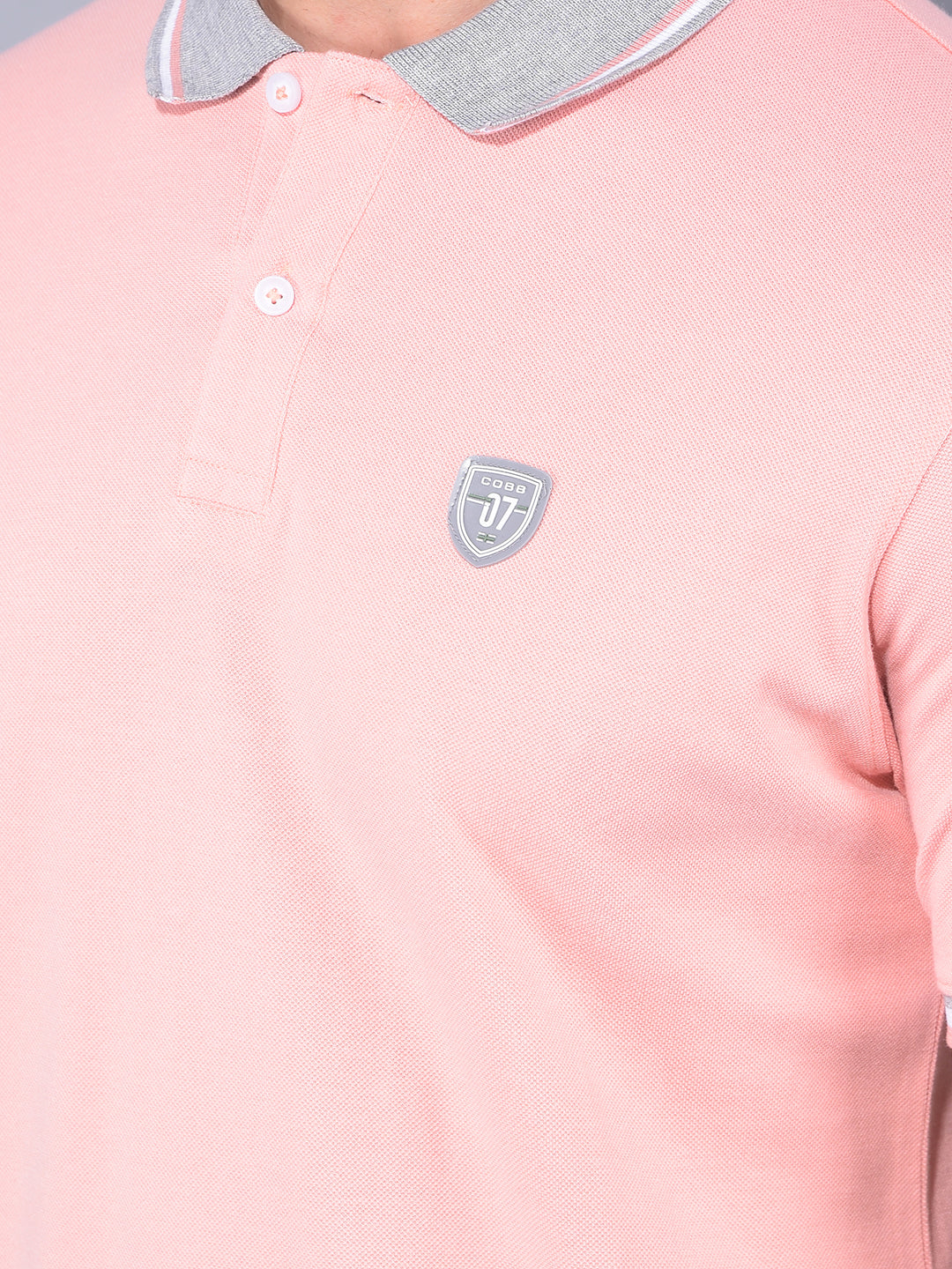 COBB SOLID PEACH POLO NECK T-SHIRT