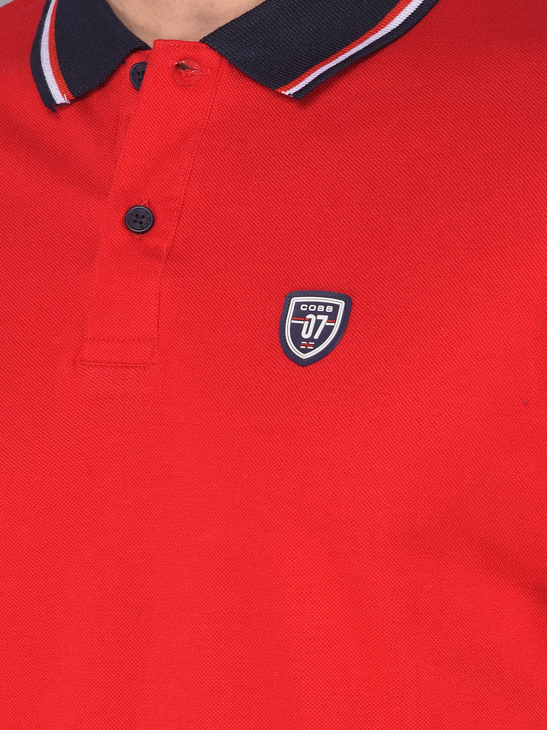 COBB SOLID RED POLO NECK T-SHIRT