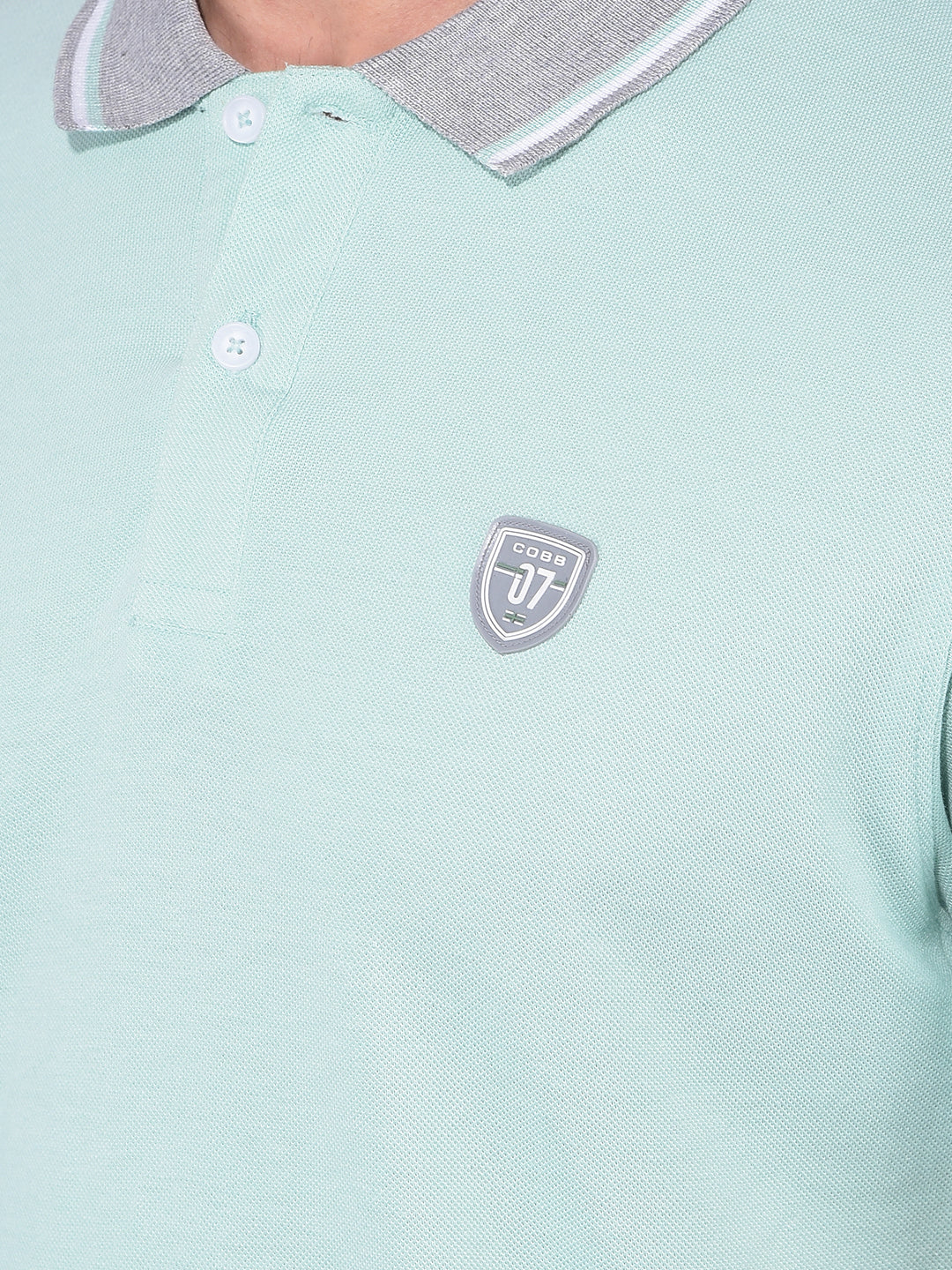 COBB SOLID SEA GREEN POLO NECK T-SHIRT