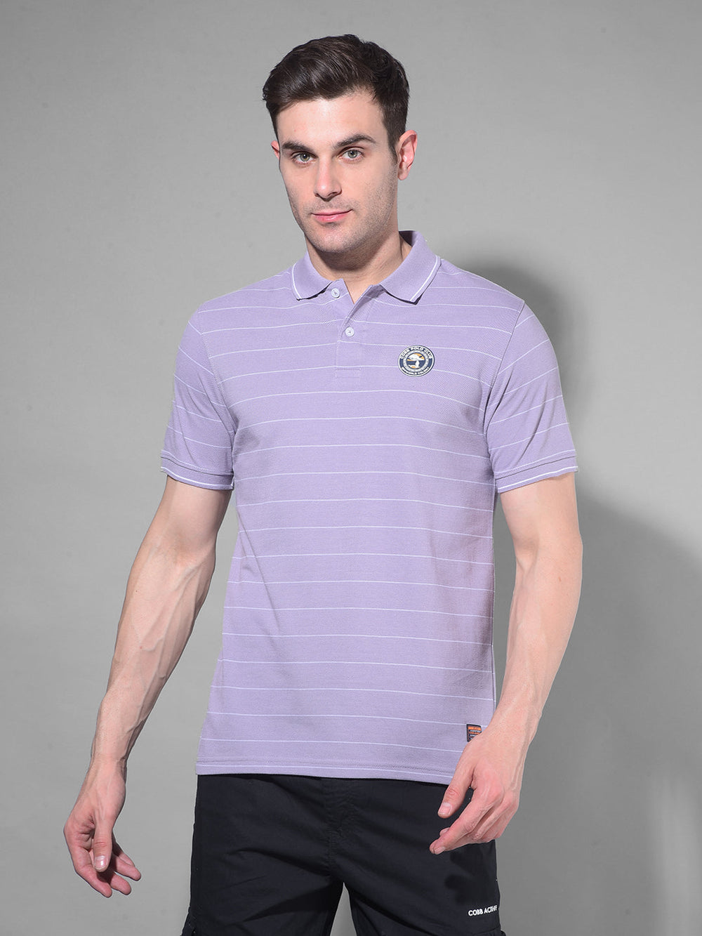 cobb mauve striped polo neck t-shirt