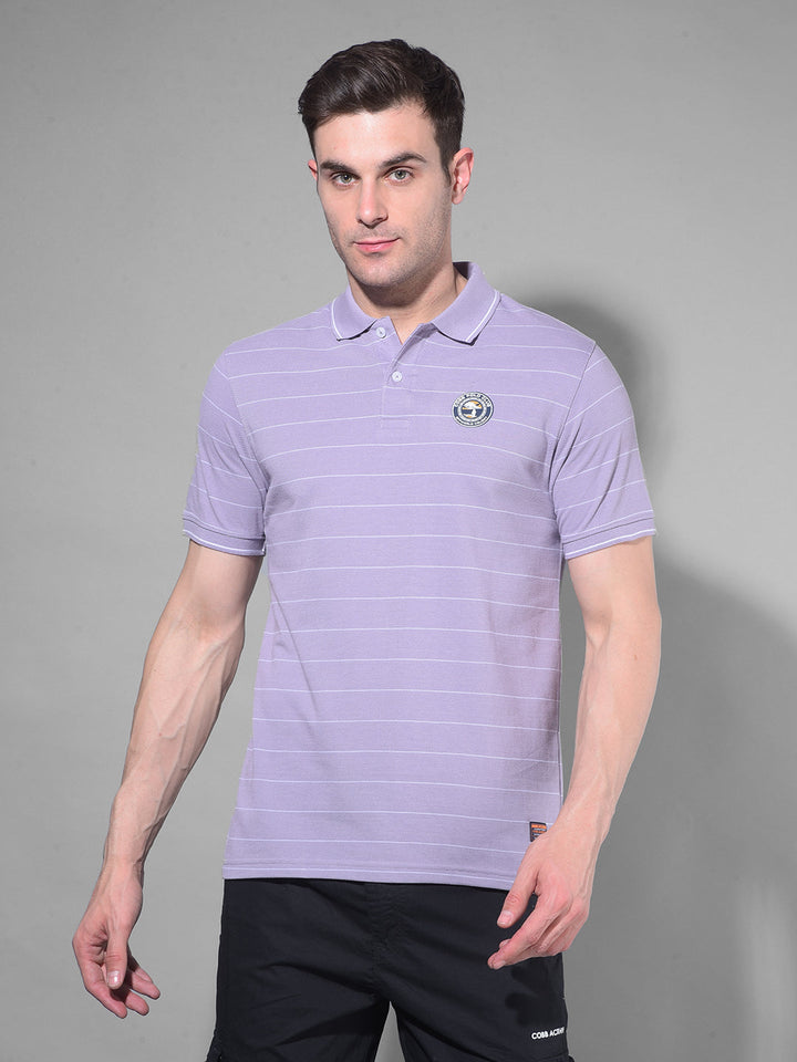 cobb mauve striped polo neck t-shirt