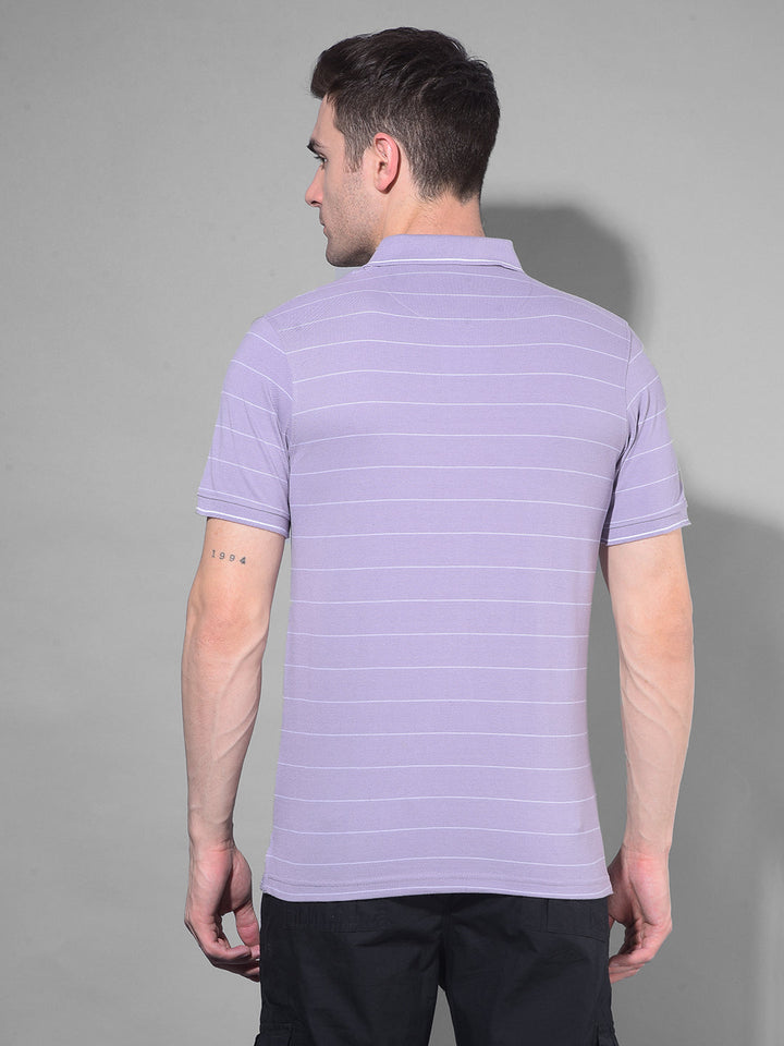 cobb mauve striped polo neck t-shirt