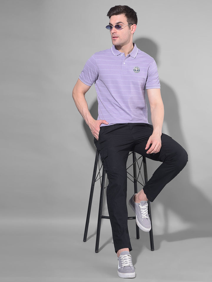 cobb mauve striped polo neck t-shirt