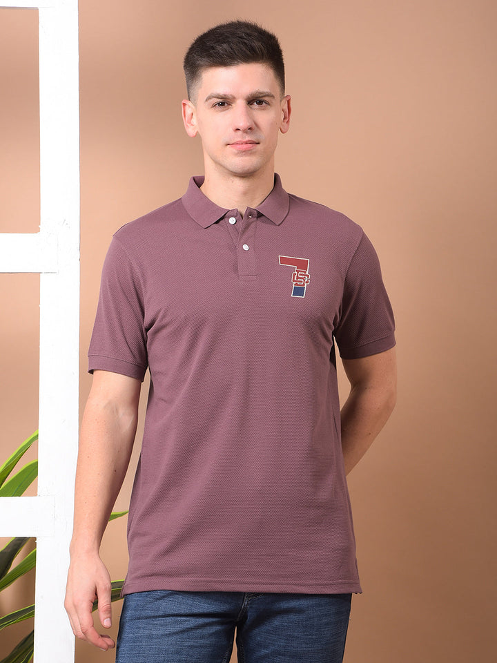 cobb old mauve printed polo neck t-shirt