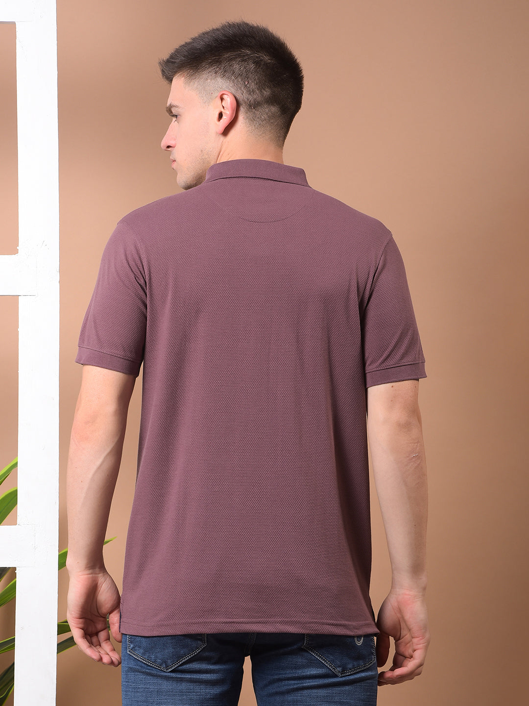 cobb old mauve printed polo neck t-shirt
