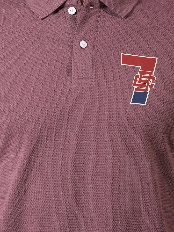 cobb old mauve printed polo neck t-shirt