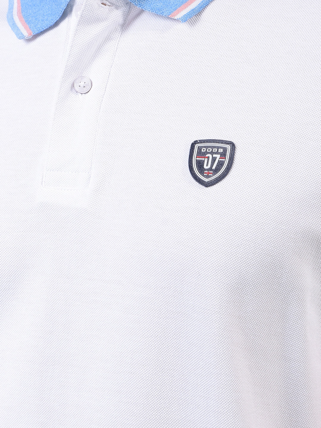 cobb solid white polo neck t-shirt