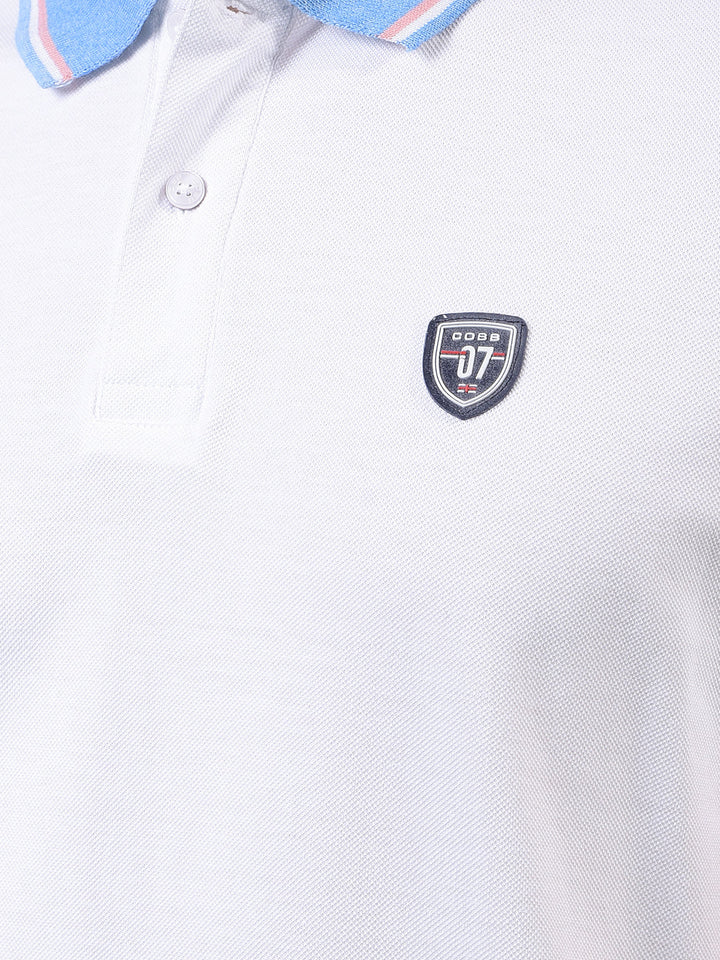 cobb solid white polo neck t-shirt