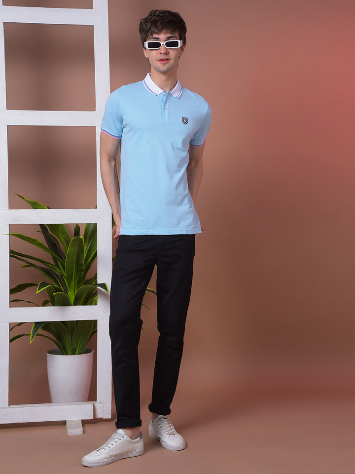 COBB SOLID SKY BLUE POLO NECK T-SHIRT