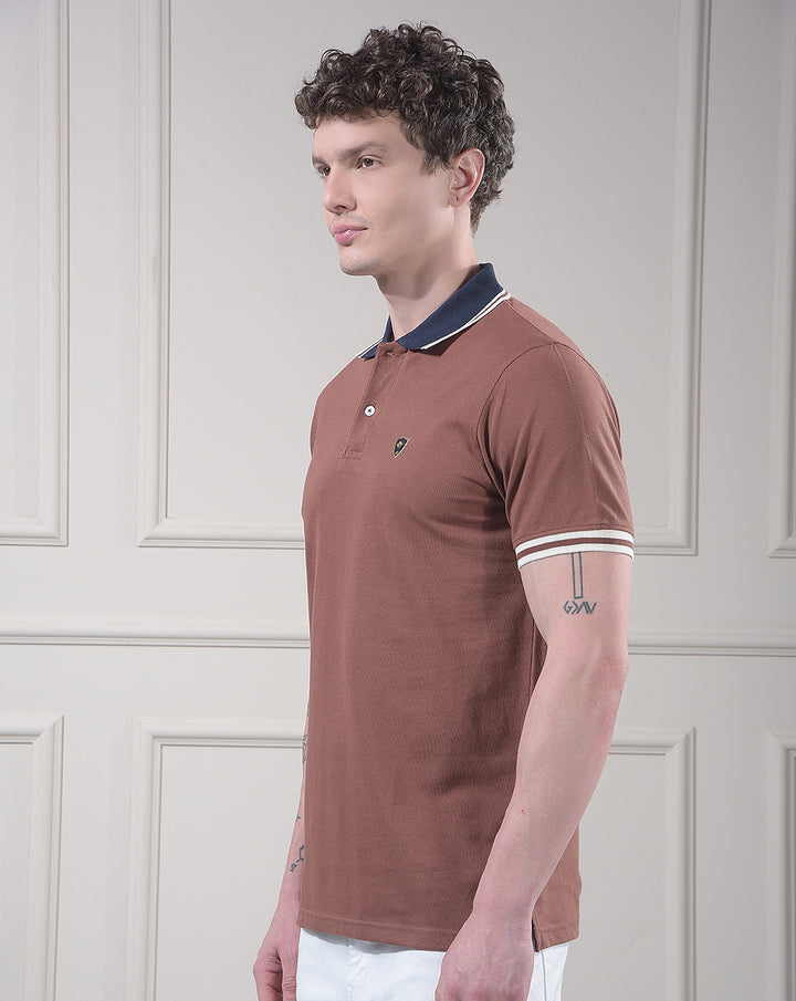 COBB CHOCLATE SOLID POLO NECK T-SHIRT