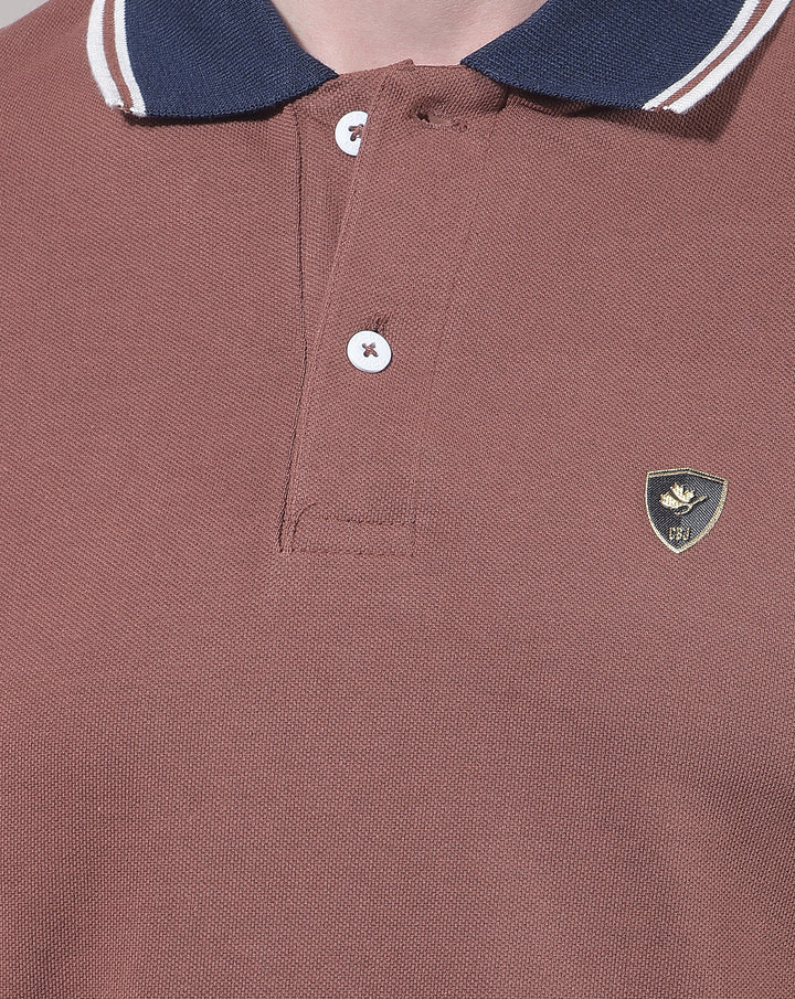 COBB CHOCLATE SOLID POLO NECK T-SHIRT