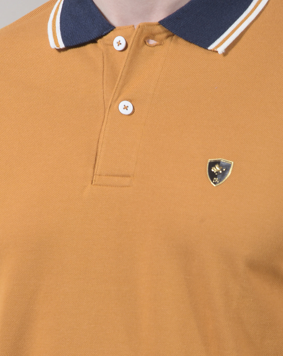 COBB MUSTARD SOLID POLO NECK T-SHIRT