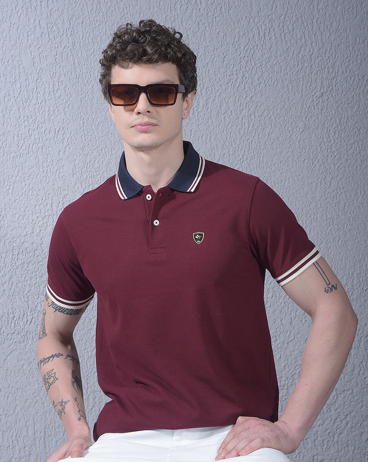 cobb wine solid polo neck t-shirt