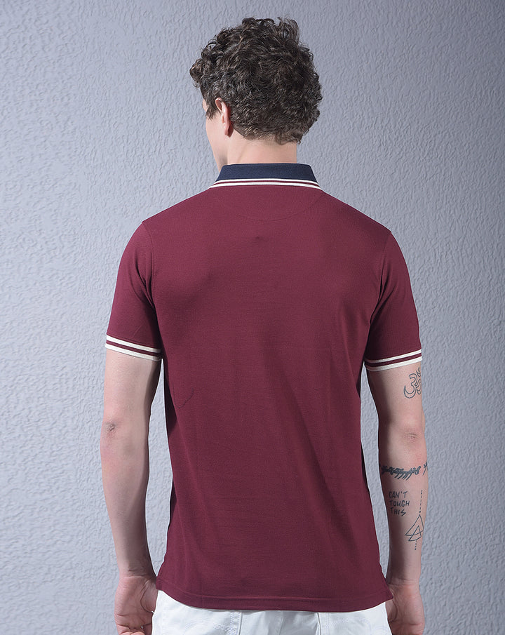 cobb wine solid polo neck t-shirt