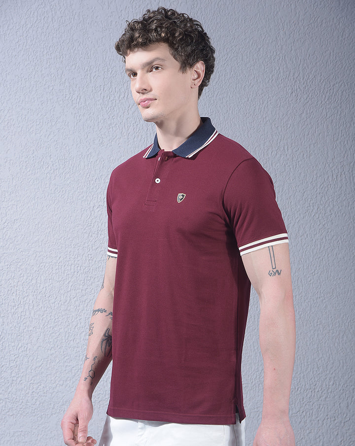 cobb wine solid polo neck t-shirt