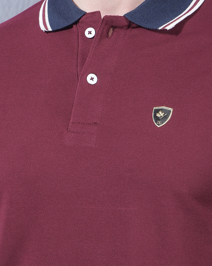 COBB WINE SOLID POLO NECK T-SHIRT