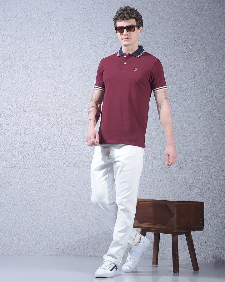 COBB WINE SOLID POLO NECK T-SHIRT