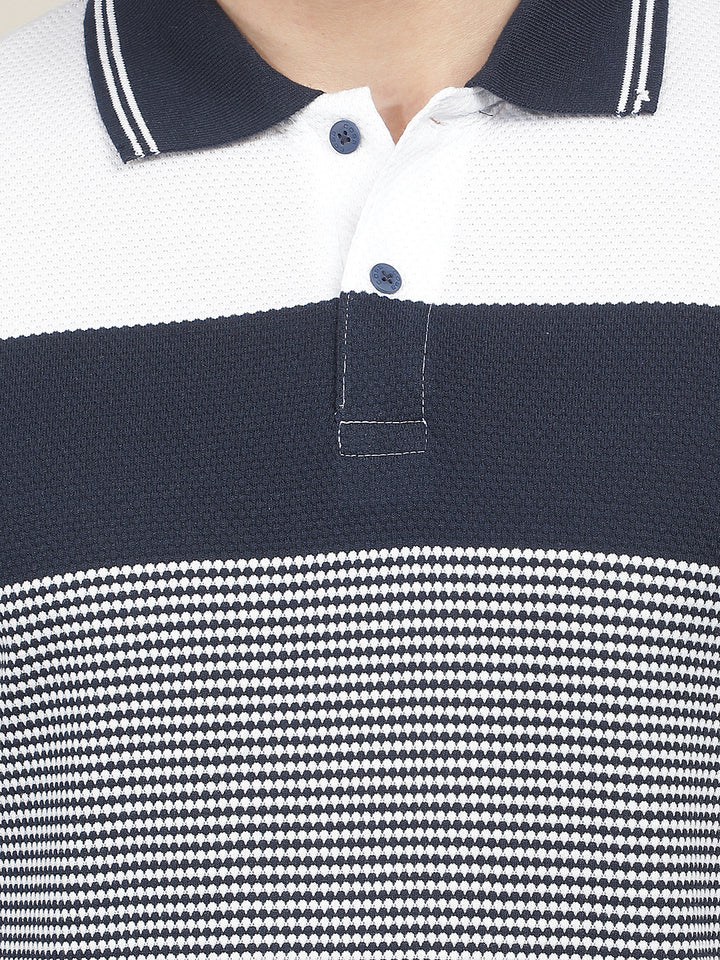 navy blue color-block polo t-shirt