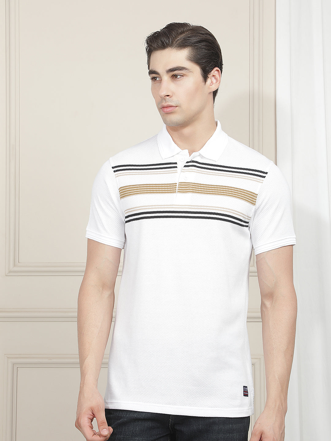 white striped polo t-shirt