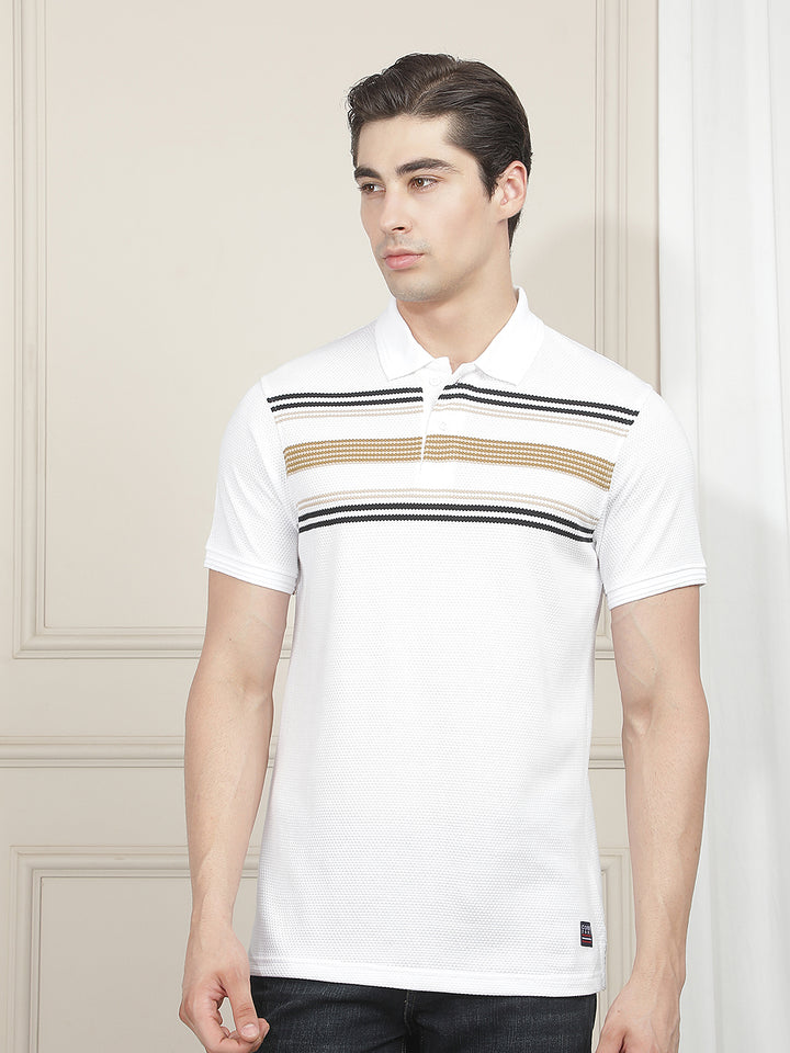 white striped polo t-shirt
