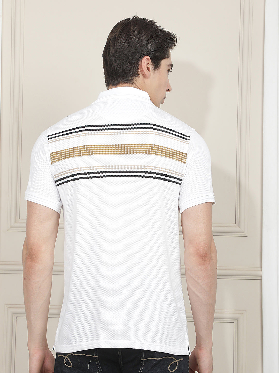 white striped polo t-shirt
