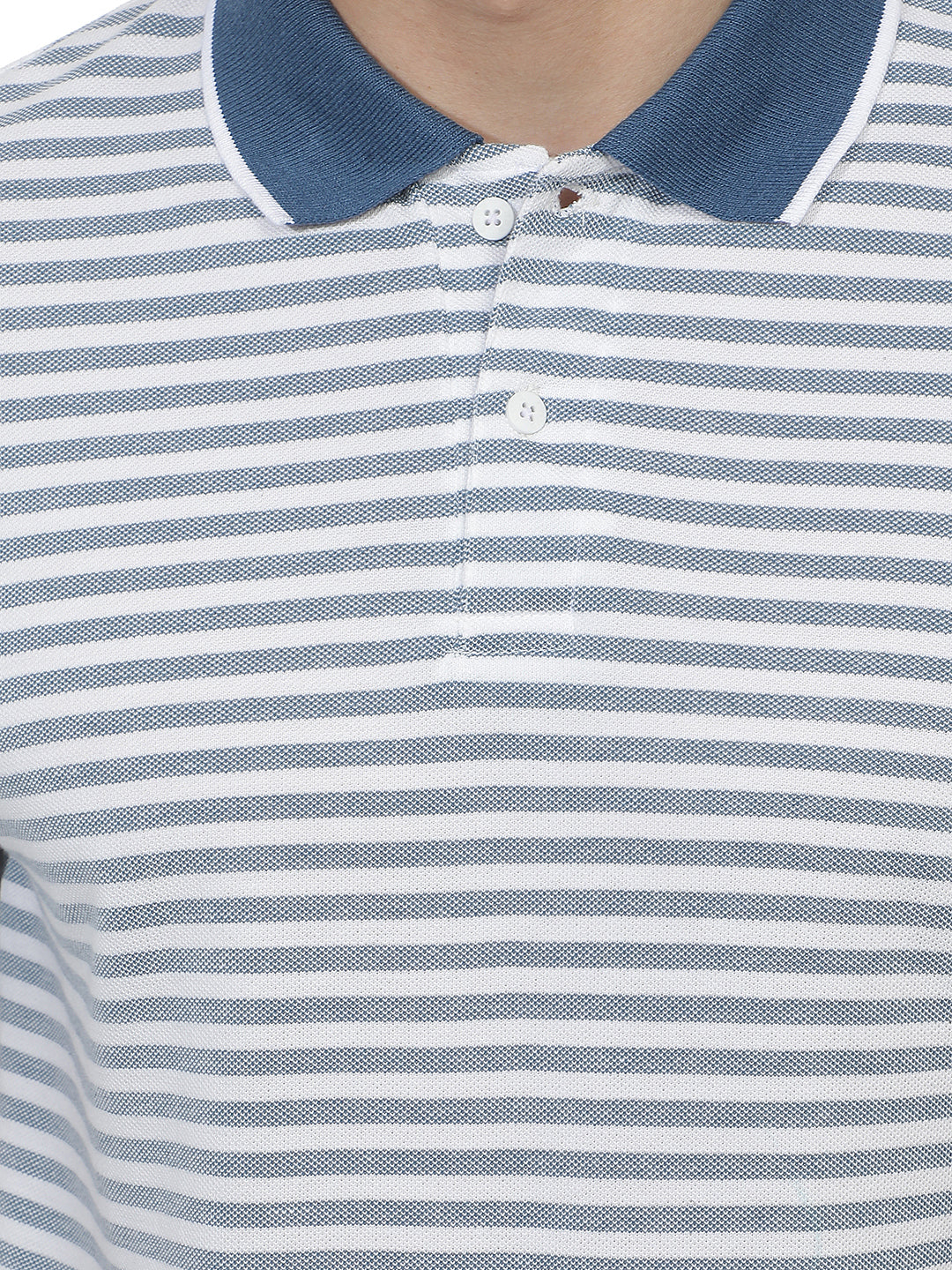 blue striped polo t-shirt