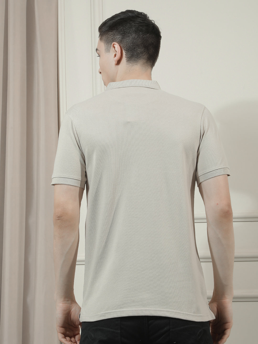 cobb beige printed polo neck t-shirt