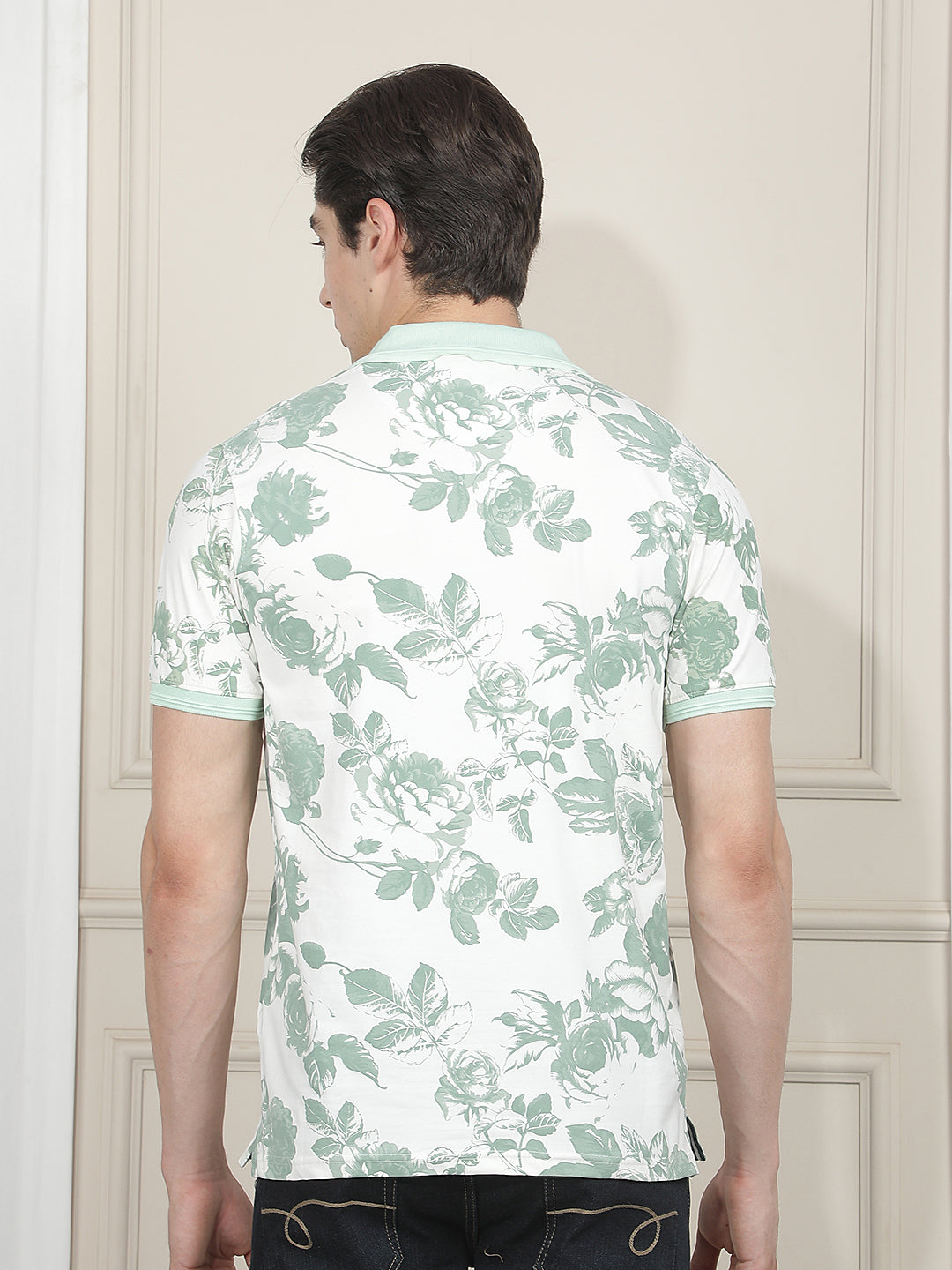 white printed polo t-shirt
